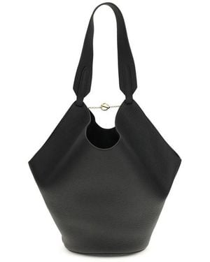 KHAITE Calf Leather Bos Taurus Shoulder Bag - Black