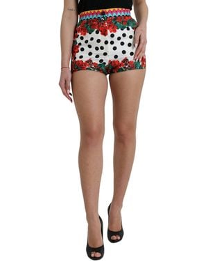 Dolce & Gabbana Multicolour Floral Polka Dot Hot Trousers Shorts - Black