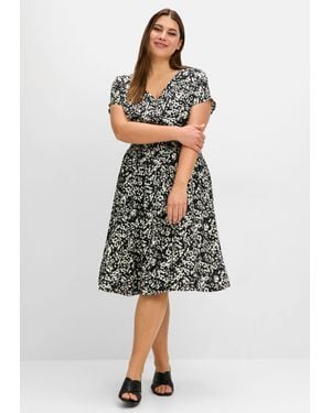 Sheego Midikleid mit Smokbund und weitem Rock - Mehrfarbig