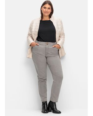 Sheego Gerade Jeans im extrahohen Paperbag-Schnitt - Grau