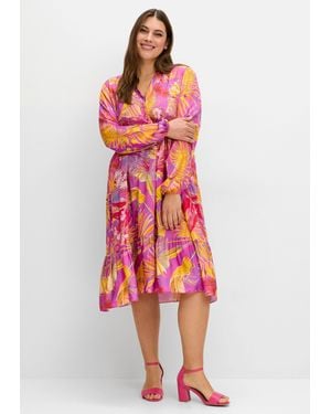 sheego loves miss goodlife Kurzes Kaskadenkleid mit Alloverdruck - Rot