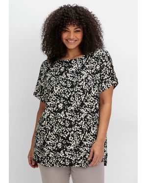 Sheego Oversize-Tunika mit Cut-outs an den Ärmeln - Schwarz