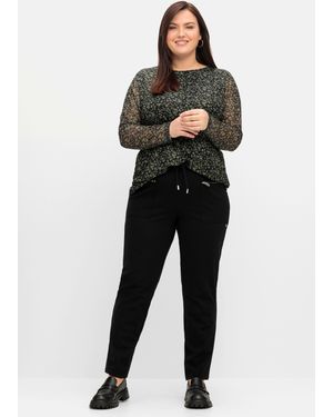 Sheego Schmale Joggpants im Cargostil - Schwarz