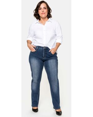 Sheego Gerade Jeans mit Shaping-Einsatz - Blau