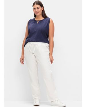 Sheego Weite Jeans mit gesmoktem Rundum-Dehnbund - Blau