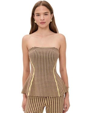 Le Bos Gingham Strapless Peplum Top - Multicolor