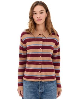 English Factory Striped Collar Shirt Cardigan - Red