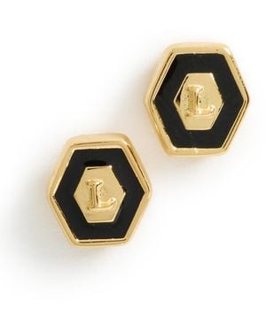 Gwen Beloti Initial Hex Stud Earrings - Black