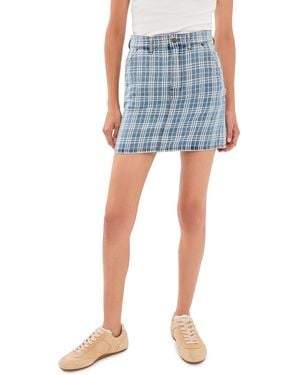 Burberry Norcross Denim Checkard Skirt - Blue