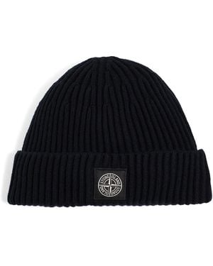 Stone Island Rib Knit Beanie - Black