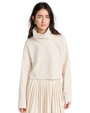 Les Tien Coreena Cropped Cowl Neck Top - Natural