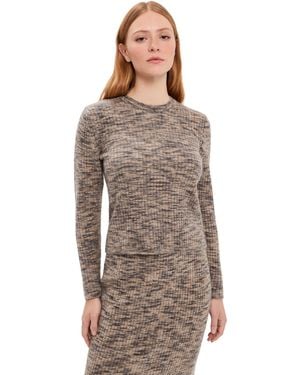 Co. Long Sleeve Ruched Knit Top - Brown