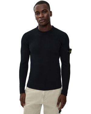 Stone Island Rib Crew Neck Sweater - Black