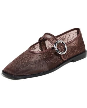 FARM Rio Square Toe Ballerina Flats - Brown