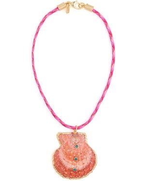 Logan Tay Dark Rope Seashell Necklace - Red