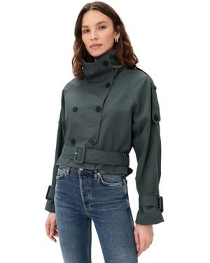 Lioness Blanc Cropped Trench Coat - Green