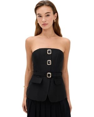 Self-Portrait Taffeta Bandeau Top - Black