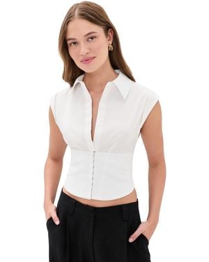 Alice + Olivia Kim Paneled Corset Fitted Top - White