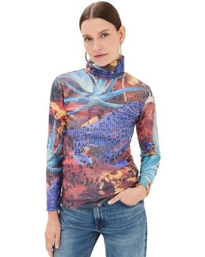Stella Jean Sequins Printed Long Slevees Top - Blue