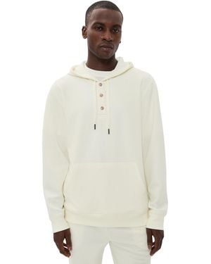Onia Waffle Half Button Hoodie - White
