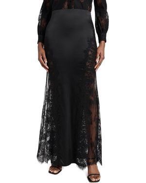 L'Agence Minka Long Lace Panel Skirt - Black