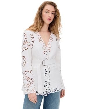 Sea Dahlia Eyelet Blazer - White