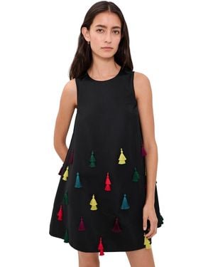 Simon Miller Gianna Taffeta Tassel Mini Dress - Black