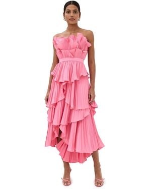 AMUR Judah Scallop Pleated Dress - Pink