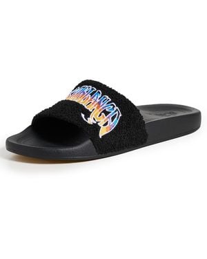 CASABLANCA Embroidered Terry Sliders - Black