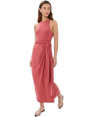 Another Tomorrow Sarong Tie Dress - Red