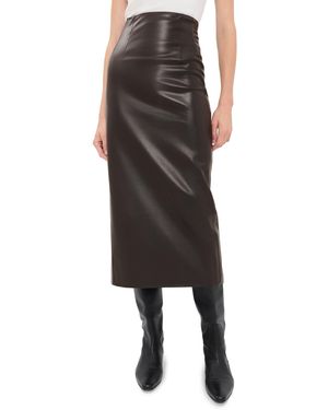Enza Costa Faux Leather High Waist Curve Skirt - Black