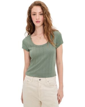 Marine Layer Lexi Pointelle Scoop Tee - Green