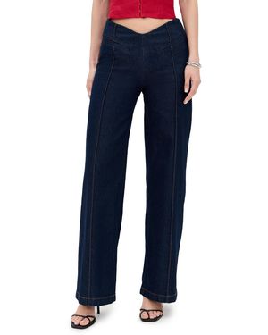Reformation Arana Stretch Low Rise Wide Leg Pants - Blue
