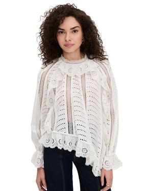 Ulla Johnson Marcella Asymmetrical Long Sleeve Blouse - White