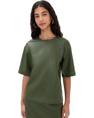 Le Bos Caroline Faux Leather Tee - Green