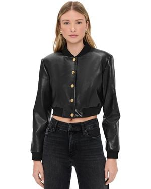 Alice + Olivia Barton Vegan Leather Bomber - Black