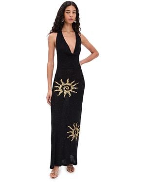 Runaway the Label Yasmina Plunge Cowl Knit Maxi Dress - Black