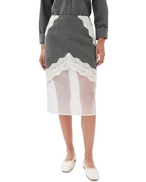 Jil Sander Lace Trim Wool Skirt - Black