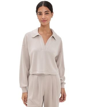 Sweaty Betty Sand Wash Crop Henley Sweatshirt - Natural