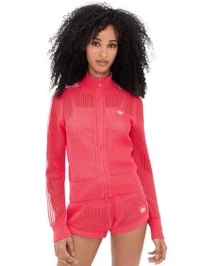 adidas Knitted Crochet Track Jacket - Red