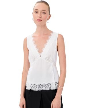 3.1 Phillip Lim Sleeveless Satin V Neck With Lace Trim - White