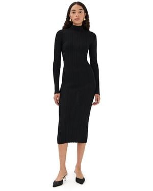 Rosetta Getty Plisse Turtleneck Dress - Black