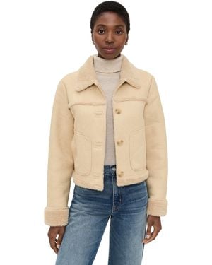 Le Jean Astra Faux Suede Shearling Jacket - Blue