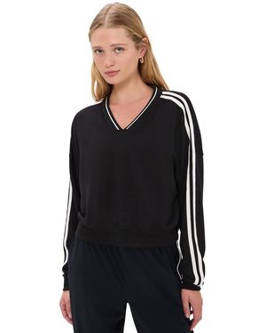 Splits59 Ellie Fleece V Neck Sweatshirt - Black