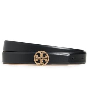 Tory Burch 1 Miller Smooth Leather Pave Logo Belt - Black