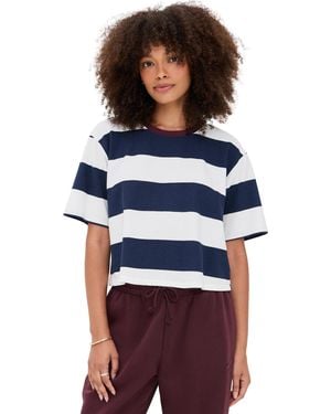 Stateside Wide Stripe Pique Boxy Crew - Blue