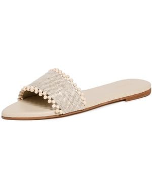 Kaanas Cala Asymmetric Linen Slides - Black