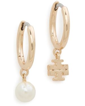Tory Burch Kira Mismatched Pearl Huggies - White