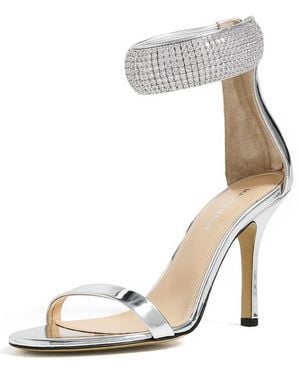 Mach & Mach She's A Lady Zircon Gioello Leather Sandals - White