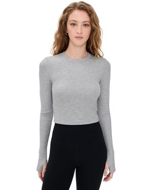 Splits59 Louise Rib Long Sleeve Crop Tee - Black